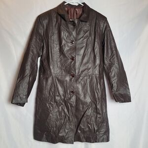 Vintage Zorro Patagonico Women's Brown Leather Coat Size XL Argentina